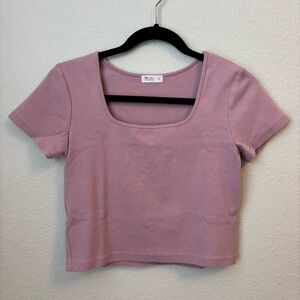 NET Mauve Square Neck Cropped Shirt